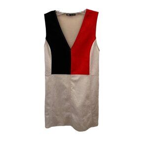 Zara micro-suede Mini Dress Color-Block Woman's size small